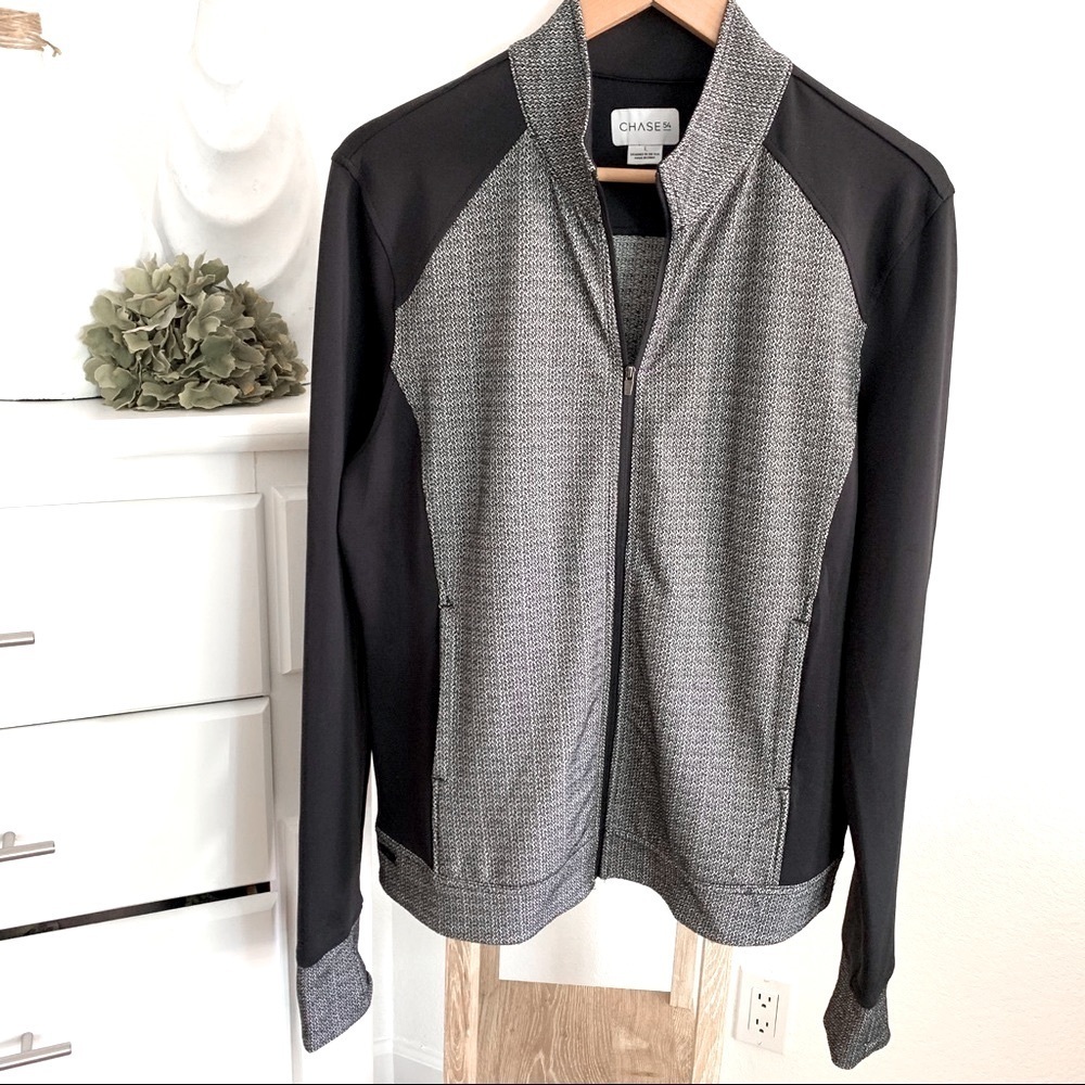Chase 54 women's golf zipper long sleeve pullover  color black gray Size Large